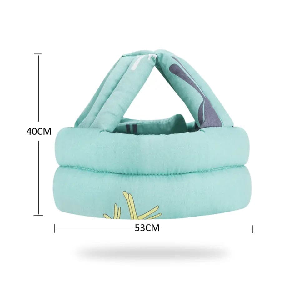 Soft, adjustable, protective baby helmet.